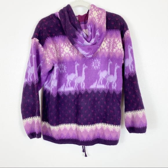 Yari Artesanias Wool Zip Up Hooded Jacket Purple Size XS - Picture 6 of 9